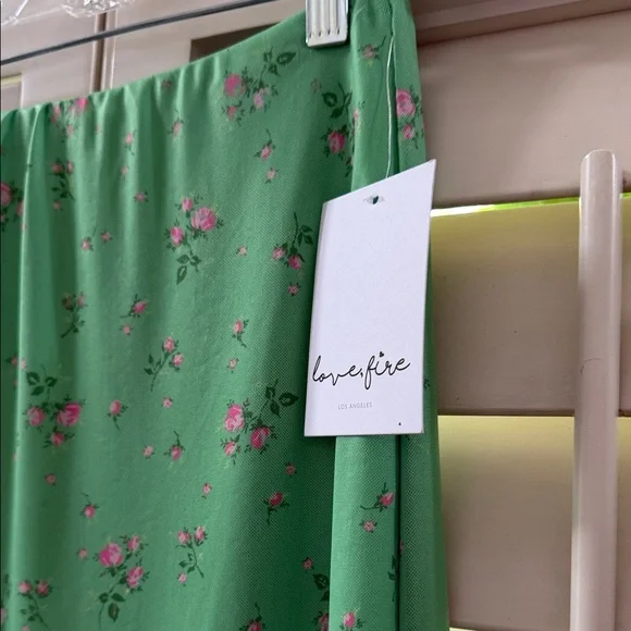 love, Fire Green Floral Maxi Skirt - Picture 3 of 3